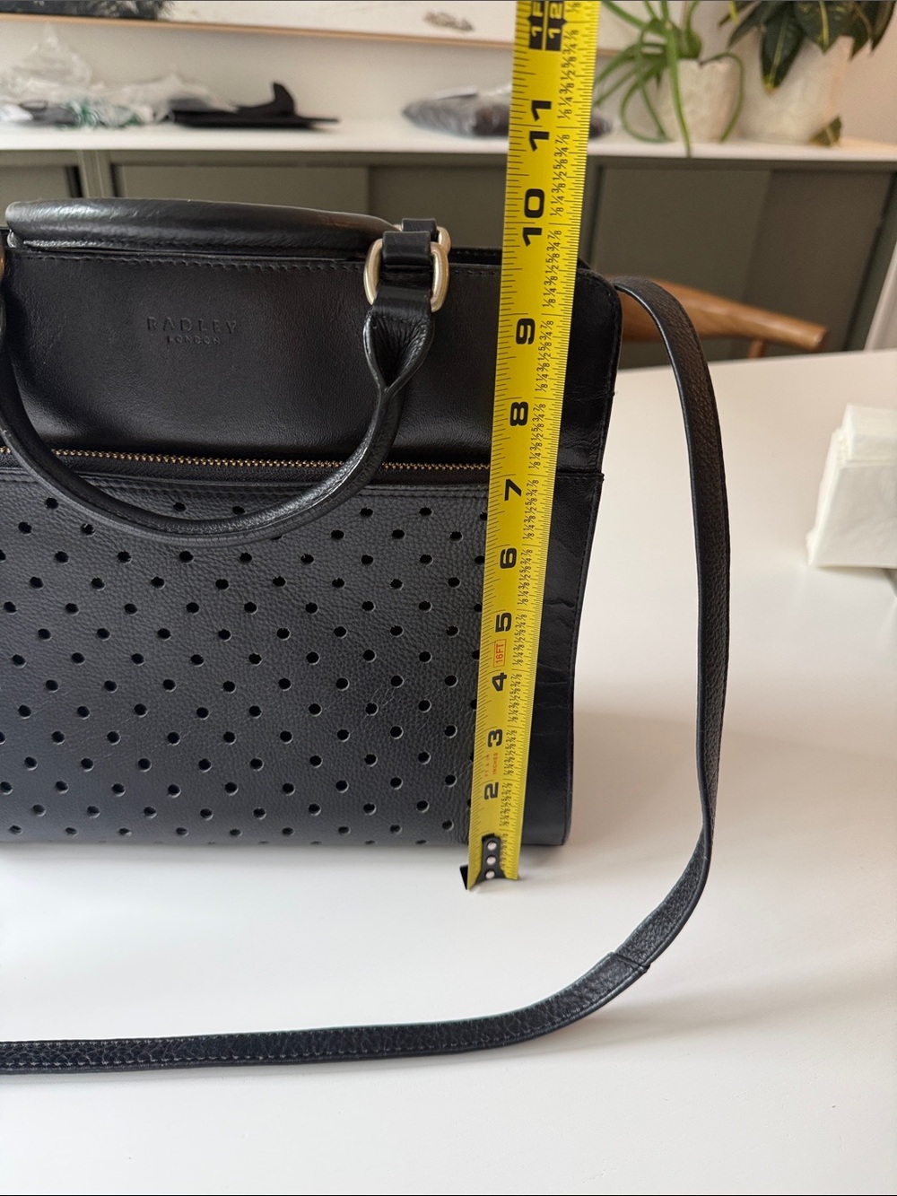 RADLEY LONDON Black Perforated Leather Crossbody with Gold Hardware - Picture 5 of 7